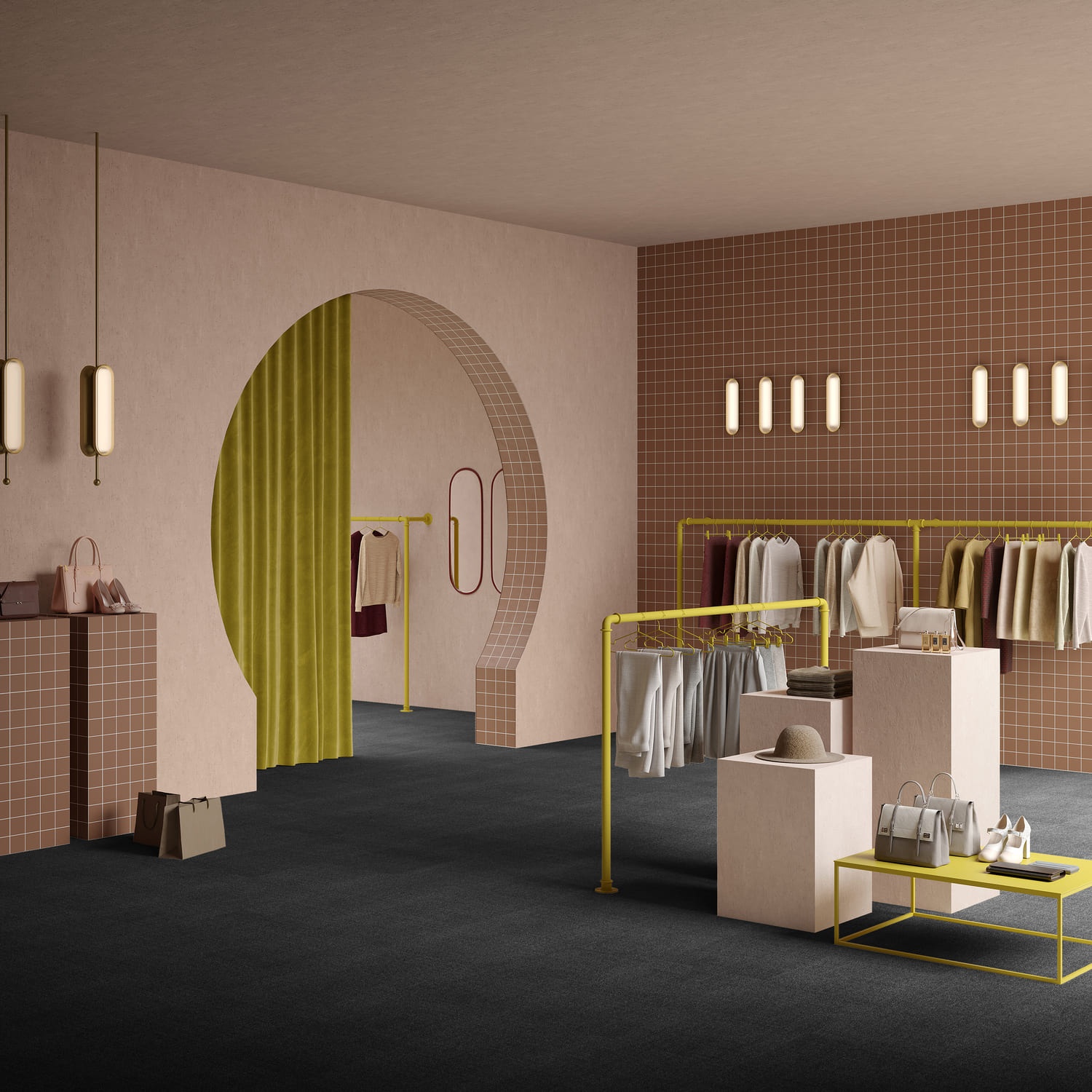 Ковровая плитка Associated Weavers Mantra Tile цвет 99 Smoke 500×500×5,2 фото в интерьере